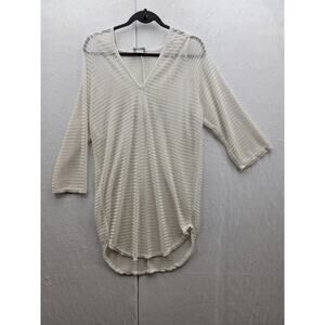 Jordan Taylor Womens White Mesh Hoodie Beach Pool Coverup, Sz M